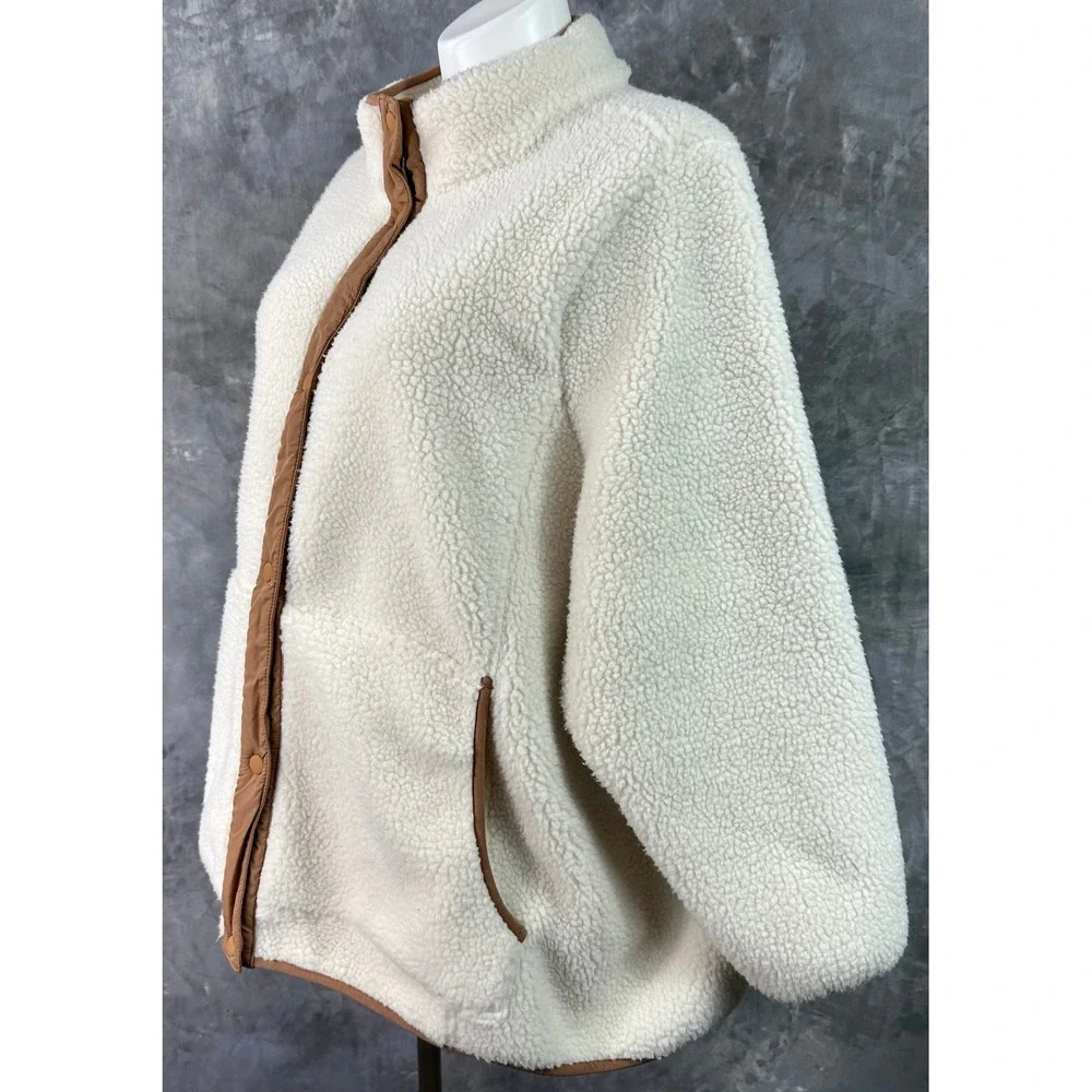 Lands End Women's Off White Heavy Fleece Full Zip Jacket sz 3X (15598) - Picture 2 of 10